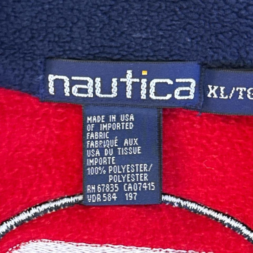Vintage Nautica Fleece Jacket Made in USA Red White Blue Men's XL - Picture 3 of 8